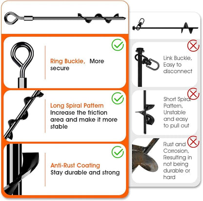 Ground Anchors, Trampoline Anchors Heavy Duty Screw in Ground Anchors 8Pack，Tent Stakes for Camping Tent, Trampoline, Canopies, Carports, Sheds, Swing Sets,14in Ground Anchors for High Winds, Black