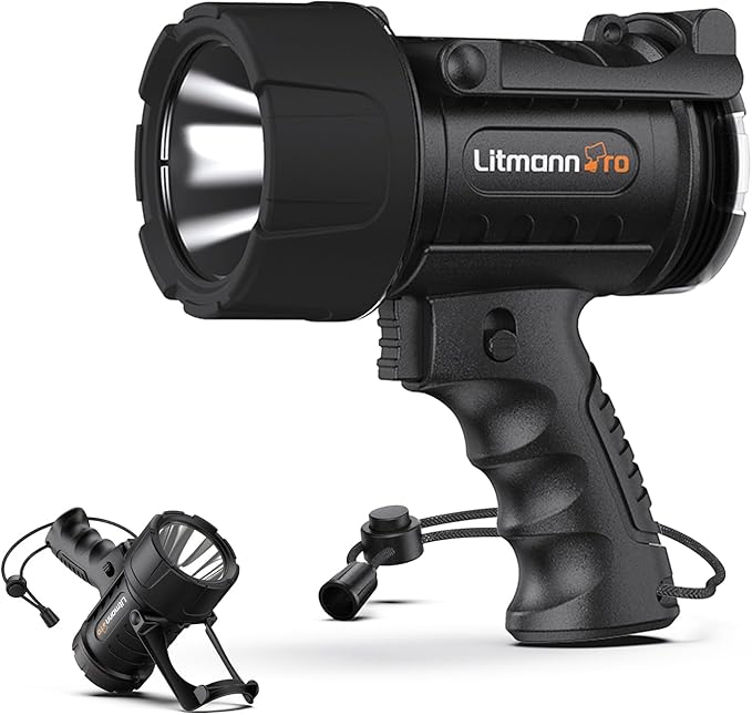 Outdoor Portable Mini Handheld LED Outdoor Spotlight, 500 Lumens Flashlight IP67 Water Proof Marine Spot Lights for Boat, Hiking, Farm, Emergency, Power Outages Searchlight