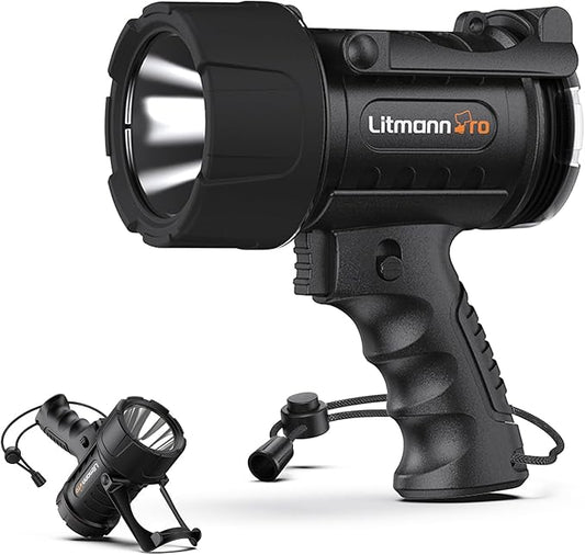 Outdoor Portable Mini Handheld LED Outdoor Spotlight, 500 Lumens Flashlight IP67 Water Proof Marine Spot Lights for Boat, Hiking, Farm, Emergency, Power Outages Searchlight