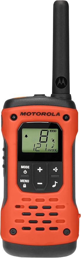 Motorola Solutions, Portable FRS, T605_H2O, Talkabout, Two-Way Radios, Emergency Preparedness, Rechargeable, 22 Channel, 35 Mile, Orange W/Black, 2 Pack