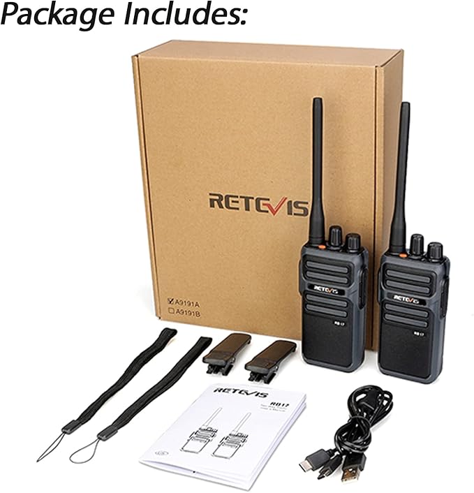 Retevis RB17 Walkie Talkie,Heavy Duty Walkie Talkies Long Range,Rechargeable 4400mAh Large Capacity,VOX Handsfree,Portable Two Way Radio for Hunting Skiing School Church Outdoor Gifts (2 Pack)