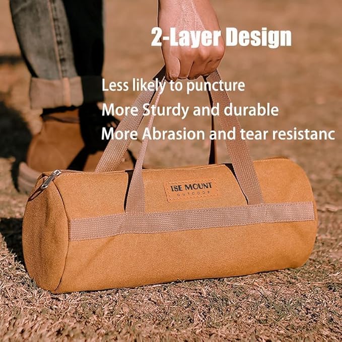Tent Stakes Bag,Canvas Camping Storage Bags Essentials Accessories Tools Hiking Hunting Gear (Green 40CM)