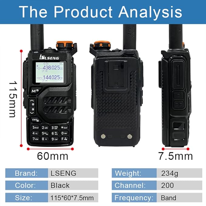 UV-K5 Long Range Portable Amateur Walkie Talkie 200Ch 5W Air Band Dual Band VHF UHF DTMF FM Scrambler Emergency Weather NOAA Wireless Frequency Copy Ham Handheld Two Way Radio(1 Pack)