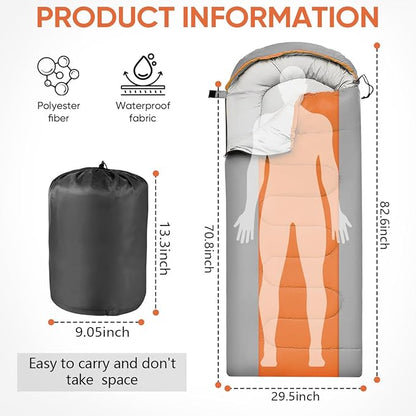 OBTANIM Sleeping Bags Portable Waterproof Camping Sleeping Bag for Adults Kids 4 Seasons Cold Weather or Warm Backpacking Hiking Mountaineering Indoor Outdoor Use