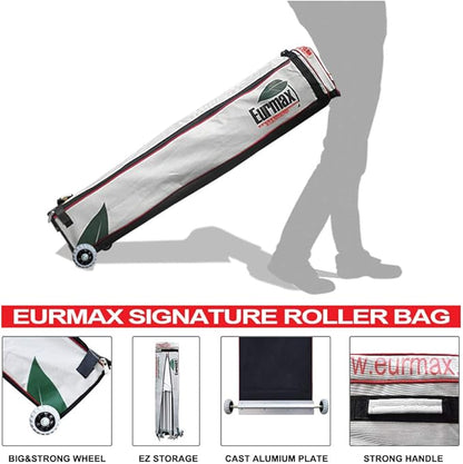 Eurmax USA 10'x20' Pop Up Canopy Tent Commercial Instant Canopies with Heavy Duty Roller Bag,Bonus 6 Sand Weights Bags (White)