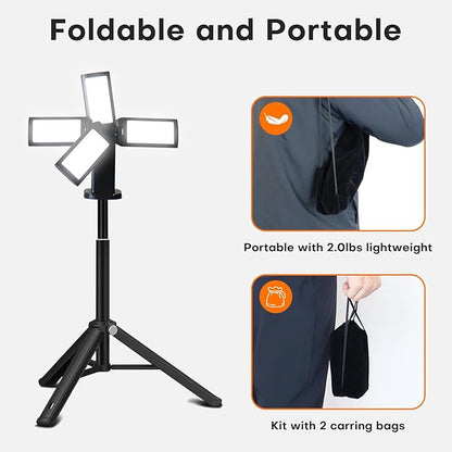 4000LM Camping Light,Rechargeable LED Work Lights with Telescopic Stand & Remote, 14000mAh Waterproof IPX5 Outdoor Lights,Emergency Lighting for Camping,Hiking,Power Outages