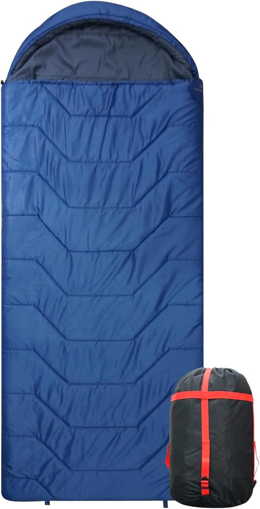 Jumbo Sleeping Bag for Adult&Kids,Cold&Warm Weather with Compression Sack and Water Resistant for Family Camping,Travel and Car Camping