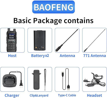 BAOFENG Ham Radio Long Range Handheld (Upgraded of UV-5R) UV-17M Walkie Talkies with Extra Battery,NOAA Weather Receiver,Frequency Copy, Type-C Charger,999CH Two Way Radio for Camping Hunting