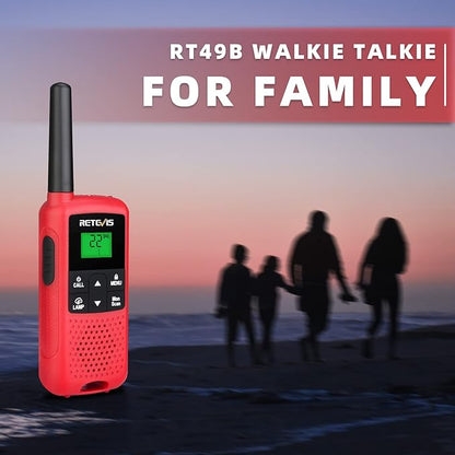 Retevis RT49B Walkie Talkie, Rechargeable Walkie Talkies Long Range, 2 Way Radio for Adults, 22CH, NOAA, Flashlight, Family FRS Radio, Red Walkie Talkies for Camping 2 Pack