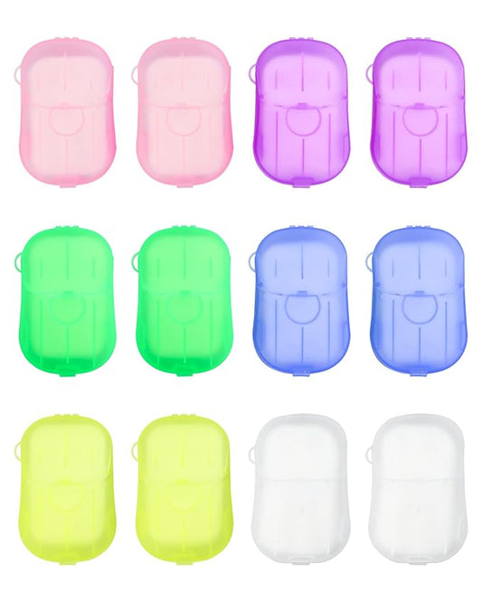 12 Packs (240 Sheets) Paper Soap Sheets for Hand Washing, Portable Disposable Travel Scented Bath Slice Sheet Foaming Soap Paper Sheets for Outdoor Traveling Camping Hiking