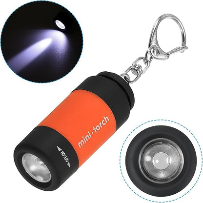 PATIKIL 2.1" Mini Rechargeable LED Keychain Flashlight, EDC Portable Small Torch with USB Charging for Everyday Carry, Orange