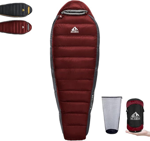 Down Sleeping Bag for Adults Cold Weather Ultralight & Compact 680FP Backpacking Sleeping Bag for Camping, Hiking, Mountaineering