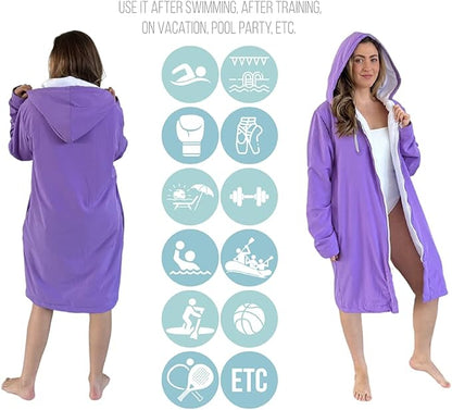 MACAR sport TOWEL swimming parka, waterproof fabric on the outside, dry jacket for kids and adults