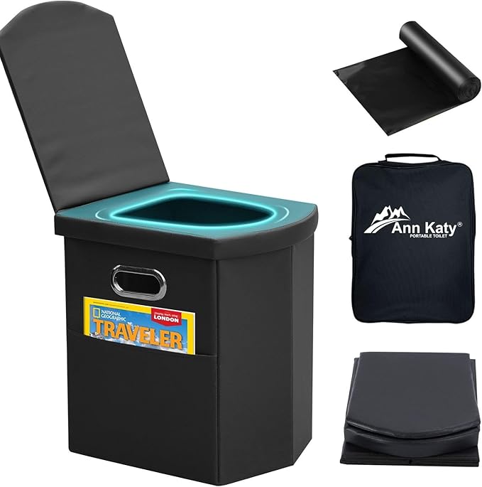 Upgrade XL Portable Toilet for Adults, Extra Large Portable Travel Floding Toilet, Camping Tall Toilets with Lid for Adults and Kids Compact Potty for Car,Hiking,Beach and Camping…