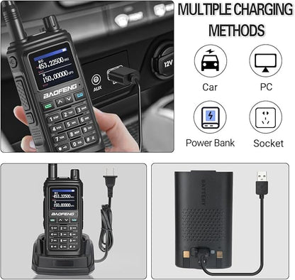 BAOFENG Ham Radio Long Range Handheld (Upgraded of UV-5R) UV-17M Walkie Talkies with Extra Battery,NOAA Weather Receiver,Frequency Copy, Type-C Charger,999CH Two Way Radio for Camping Hunting