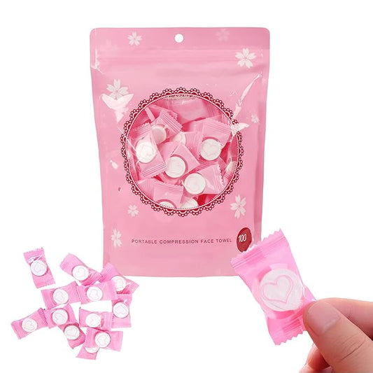 100PCS Compressed Towels Disposable Face Compressed Towels Coin Tissue Toilet Paper Tablets for Camping Travel Home Outdoor Activities