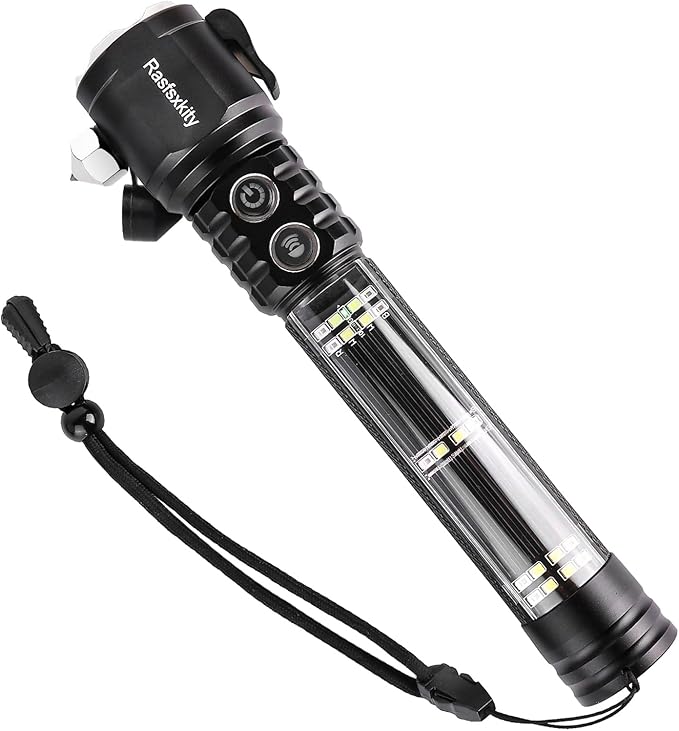 Multi-Function Emergency with Window Breaker and Seatbelt Cutter, LED Flashlight, Strobe SOS Beacon，Mobile Power，Alarm Rescue, 2024 Version，for car，Outdoor，Hiking, Fishing, Dog Walking