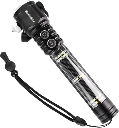 Multi-Function Emergency with Window Breaker and Seatbelt Cutter, LED Flashlight, Strobe SOS Beacon，Mobile Power，Alarm Rescue, 2024 Version，for car，Outdoor，Hiking, Fishing, Dog Walking