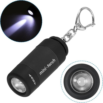 PATIKIL 2.1" Mini Rechargeable LED Keychain Flashlight, EDC Portable Small Torch with USB Charging for Everyday Carry, Black