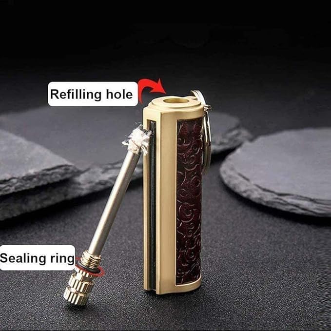 Fire Starter Lighter Waterproof Flint Match Outdoor Camping Permanent Metal Matchstick with Keychain(Sold Without Fluid) (Red+Red)