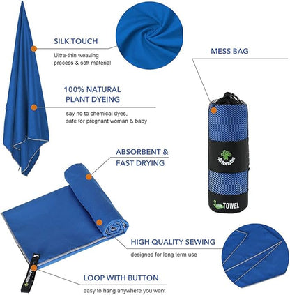 4Monster Camping Towels 3 Size at 1 Pack,Quick Dry Microfiber Towel,Beach Travel Towel Ultra Compact,Soft Gym Towel for Hiking Yoga Travel Sports Backpacking Trip and Pool