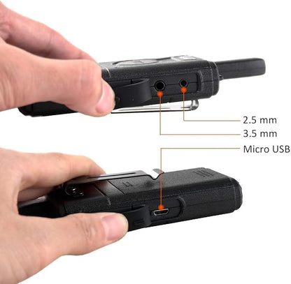 Retevis RT18 Rechargeable Walkie Talkies,Portable FRS Two-Way Radios,Dual PTT,Metal Clip,Small Mini Walkie-Talkie for Seniors Skiing Gift Family Camping Elderly(2 Pack)