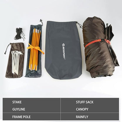 Bessport Camping Tent 1/2 Person Tent Waterproof Two Doors Backpacking Tent Easy Setup Lightweight for Outdoor, Hiking Mountaineering Travel