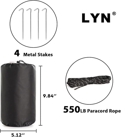 Life-Saving Equip:LYN Instant 1-2 Person Survival Emergency Shelter Tent,Reflective Waterproof Windproof Fireproof Lightweight Bugout, with Paracord+Stake+Zipper for Car Camping,Hiking&First Aid
