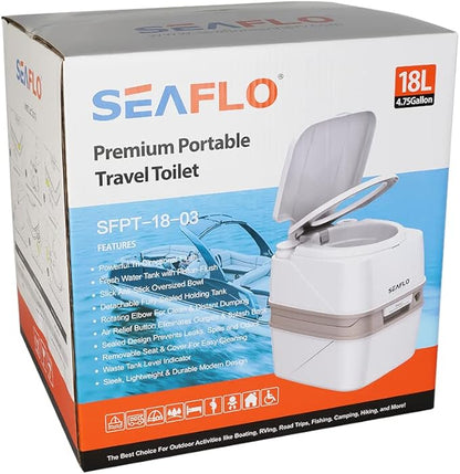 SEAFLO Portable Toilet for RV, Boat, and Camping (4.8 Gallon - Premium Ver.)