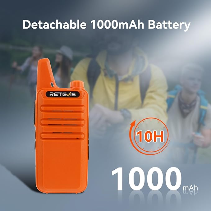 Retevis RT22 Rechargeable Walkie Talkies, Long Range Two Way Radio for Adults, Portable Handheld Radio, Voice Activated, Emergency Alarm, Outdoor Hiking Travel(4 Pack, Orange)