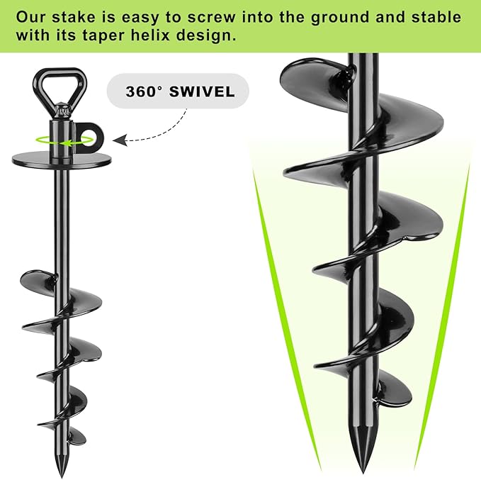 SELEWARE 49 ft Dog Tie Out Cable and Stake, Anti-Rust Dog Anchor with Composed of Stainless Steel Wire Cable for Large Dogs up to 220 lbs, Free Swivel Dog Stake Dog Camping Gear