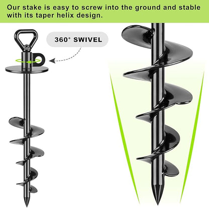 SELEWARE 49 ft Dog Tie Out Cable and Stake, Anti-Rust Dog Anchor with Composed of Stainless Steel Wire Cable for Large Dogs up to 220 lbs, Free Swivel Dog Stake Dog Camping Gear