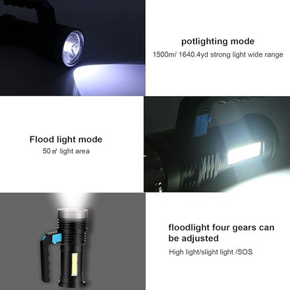 Rechargeable Spotlight, Handhold Searchlight, Outdoor Long-Range Strong Light Flashlight, 1200mAh LED Spotlight for Home, Outdoor Activities, Camping