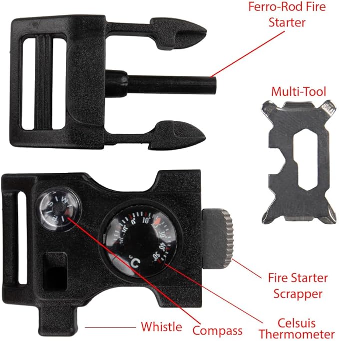 Paracord Planet Multitool Buckle – 7 Tools in 1 – Great for Camping and Outdoor Use – Available in Packs of 1-100 Buckles
