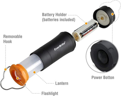 EverBrite 2-in-1 Mini Lanterns and Flashlights with 3 Modes, 2 Pack Portable Outdoor LED Zoomable Torches, Camping Essentials for Hurricane, Hiking, Night Walking, Emergency