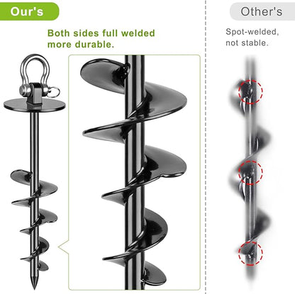 SELEWARE Dog Tie Out Stake Outdoor Anti-rust Dog Anchor for Large Dogs up to 220 lbs, Foldable Dog Stake Dog Camping Gear Twist Rod Included
