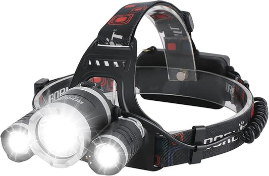 BORUIT HP700 Headlamp Super Bright 5000 Lumens - Adults Head Lamps Led Rechargeable USB C, 4 Light Mode Built-in Battery Waterproof Head Flashlight