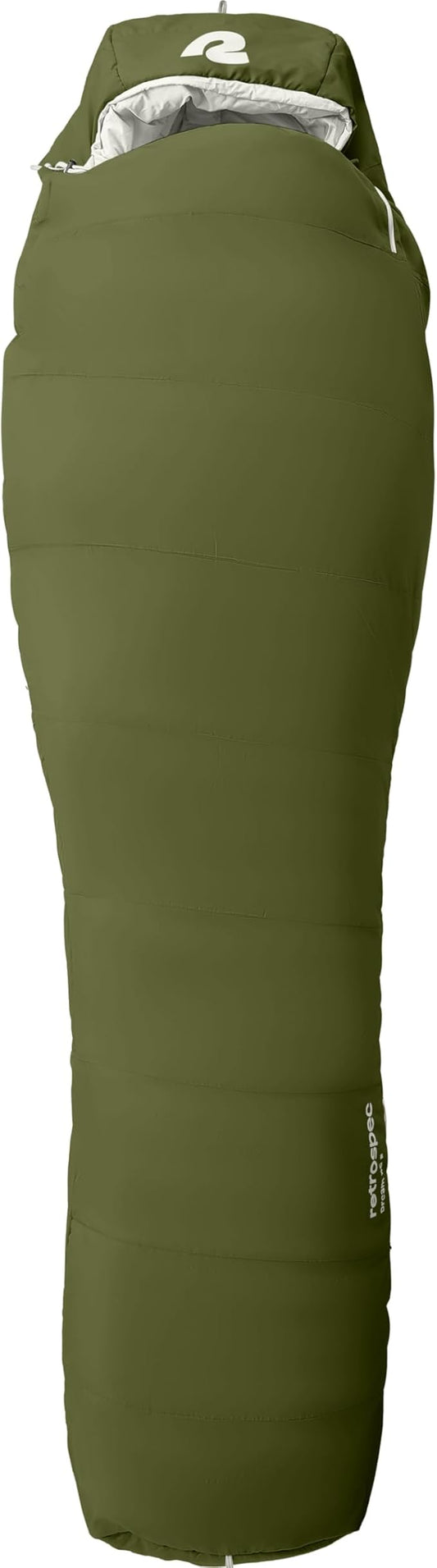Retrospec Dream Mummy Sleeping Bag - 30°F Camping & Travel Essential Gear with Water - Resistant Shell & Synthetic Fill - Zippered Pocket & Stuff Sack