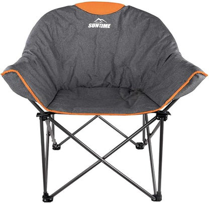 Suntime Sofa Chair, Oversize Padded Moon Leisure Portable Stable Comfortable Folding Chair for Camping, Hiking, Carry Bag(2 Pack)
