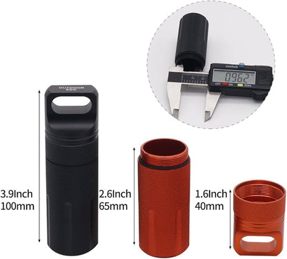 HRX Package Outdoor Waterproof EDC Survival Container Capsule, Airtight Aluminum Pill Bottle Match Seal Storage Case Camping Essentials Emergency Tool (2PCS)