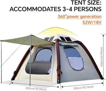Cow-HQUS Camping Tents 4 Person,3 Minute Easy Set Up Waterproof Tent,Pop Up Tents for Camping, Portable Family Auto-Inflating Instant Tent with Mesh Windows, Large Inflatable Tents for Camping
