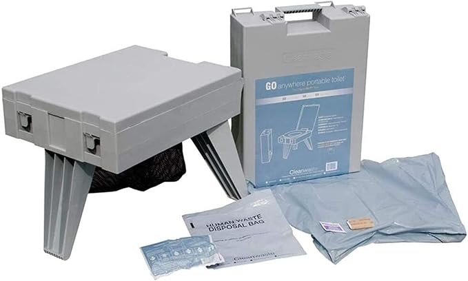 GO Anywhere Complete Portable Camping Toilet - For Camping, Hunting, Fishing and More - Comes with 3 Bonus Toilet Kits (Waste Bag with Poo Powder, Zip-Close Storage Bag, Toilet Paper & Hand Sanitizer)