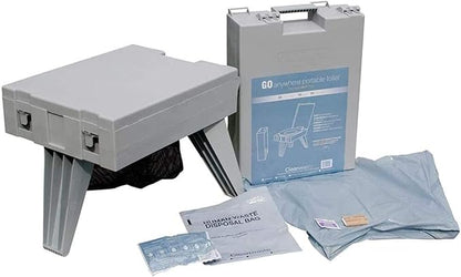 GO Anywhere Complete Portable Camping Toilet - For Camping, Hunting, Fishing and More - Comes with 3 Bonus Toilet Kits (Waste Bag with Poo Powder, Zip-Close Storage Bag, Toilet Paper & Hand Sanitizer)