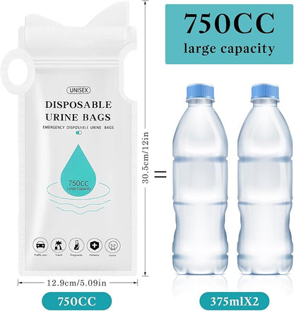 Disposable Urinal Bag, Emergency Disposable Urinal Bags, 750CC 10Pack Portable Camping Pee Bag, Vomit Bag, Unisex Urine Bag for Traffic Jams, Camping, Hiking, Pregnant, Patient, Kids