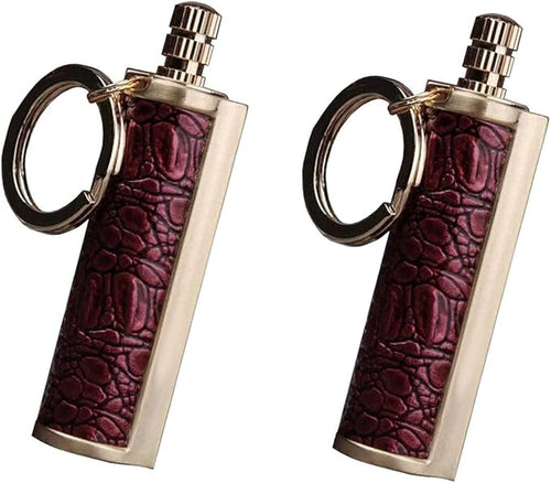 Fire Starter Lighter Waterproof Flint Match Outdoor Camping Permanent Metal Matchstick with Keychain(Sold Without Fluid) (Red+Red)