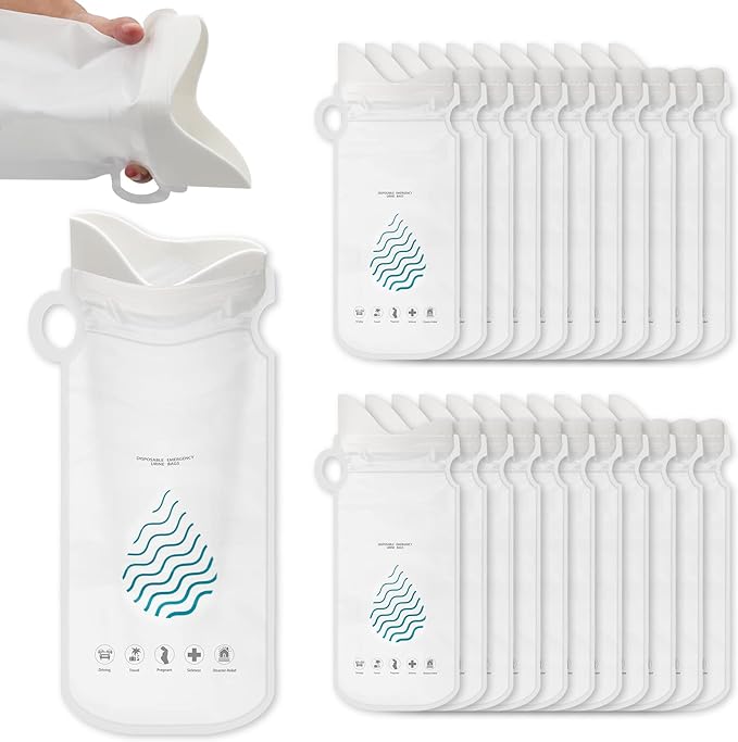 Coolrunner Disposable Urine Bags,8/12/20/24 Pack Camping Pee Bags, Disposable Urinals Vomit Bags for Travel Urinal Toilet Traffic Jam Emergency Portable Toilet Bee Bag for Men Women Kids Patient