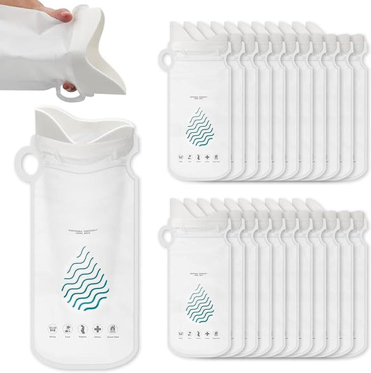 Coolrunner Disposable Urine Bags,8/12/20/24 Pack Camping Pee Bags, Disposable Urinals Vomit Bags for Travel Urinal Toilet Traffic Jam Emergency Portable Toilet Bee Bag for Men Women Kids Patient