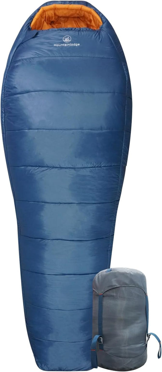 Mountainlodge 3-4 Seasons Shingle Sleeping Bag 15℉ with Inner Pocket for Adult,Perfect for Backpacking,Traveling and Hiking,Including Free Compression Stuff Sack.