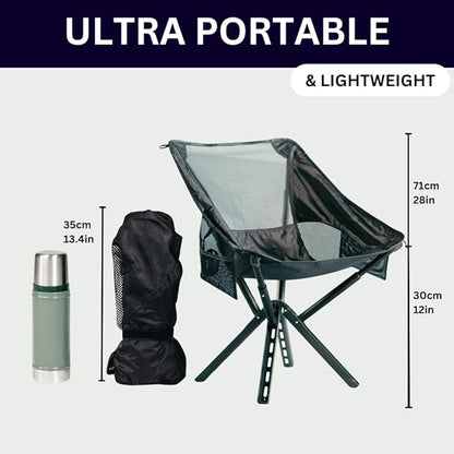 Campster2 Folding Camping Chair – Portable High Chair | 265 Lbs Capacity | Camping Essentials for Beach, Hiking & Car Camping | Compact Outdoor Chair with Carry Bag | Comfortable & Durable (Black)