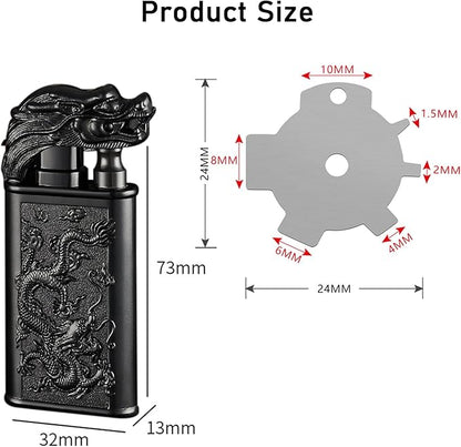 Torch Lighter, Relief Dragon Design Magic Dual Flame Lighter with Adjusting Flame Tool, Creative Windproof Lighter, Cool Jet Flame Butane Lighter, Refillable Butane Lighter for Outdoor Indoor